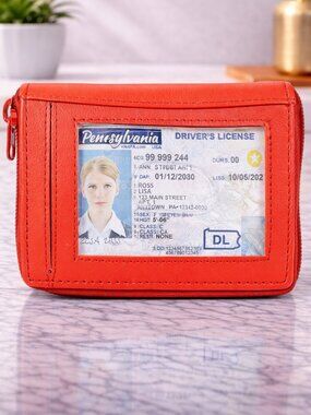 Genuine Leather Women Palm Wallet with RFID Blocking